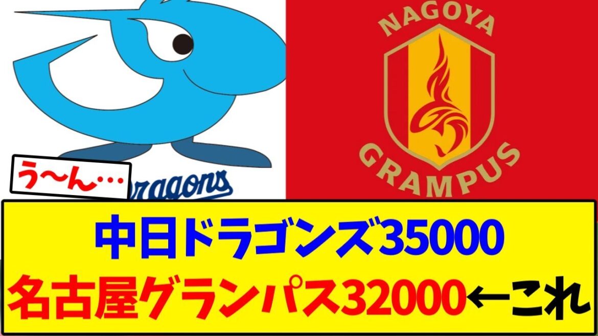 中日ドラゴンズ35000 名古屋グランパス32000←これ【野球反応集】 中日ドラゴンズ35000 名古屋グランパス32000←これ【野球反応集】