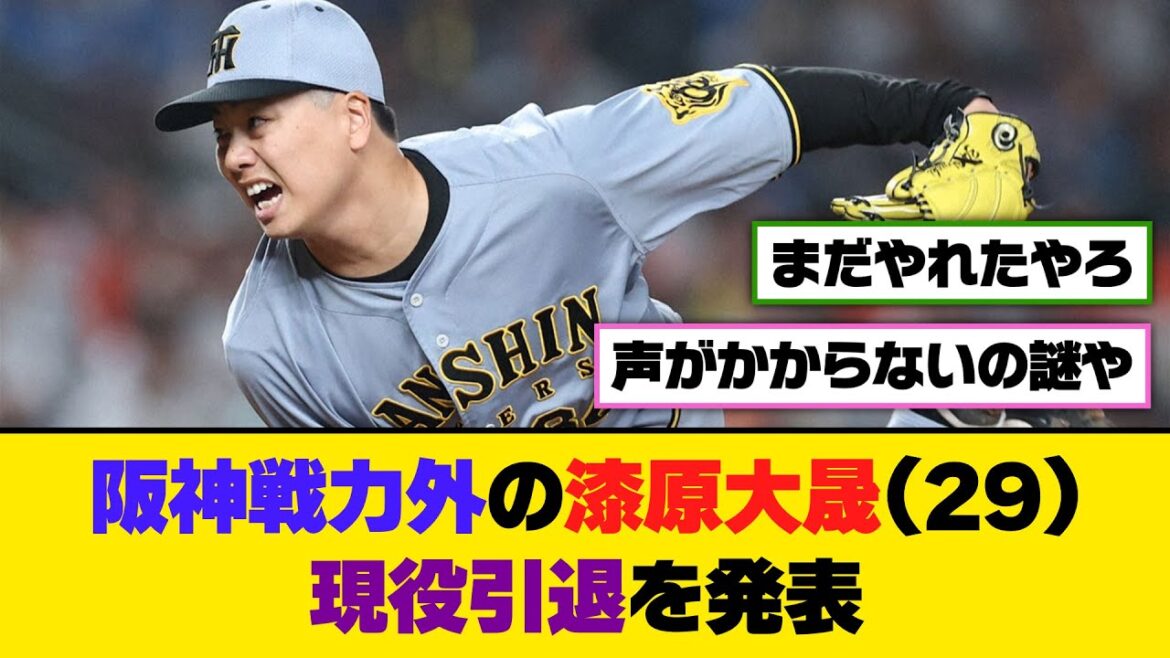 阪神戦力外の漆原大晟(29)、現役引退を発表【5ch/2ch】【なんj/なんg】【反応集】