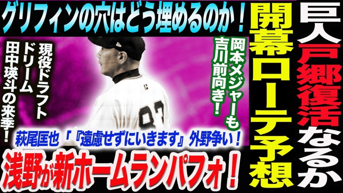 阿部巨人開幕ローテ予想！巨人戸郷復活なるか！グリフィンの穴はどう埋めるのか！浅野が新ホームランパフォーマンス！萩尾遠慮せずにいきます外野争い！読売巨人軍 ジャイアンツ 巨人 GIANTS 阿部監督