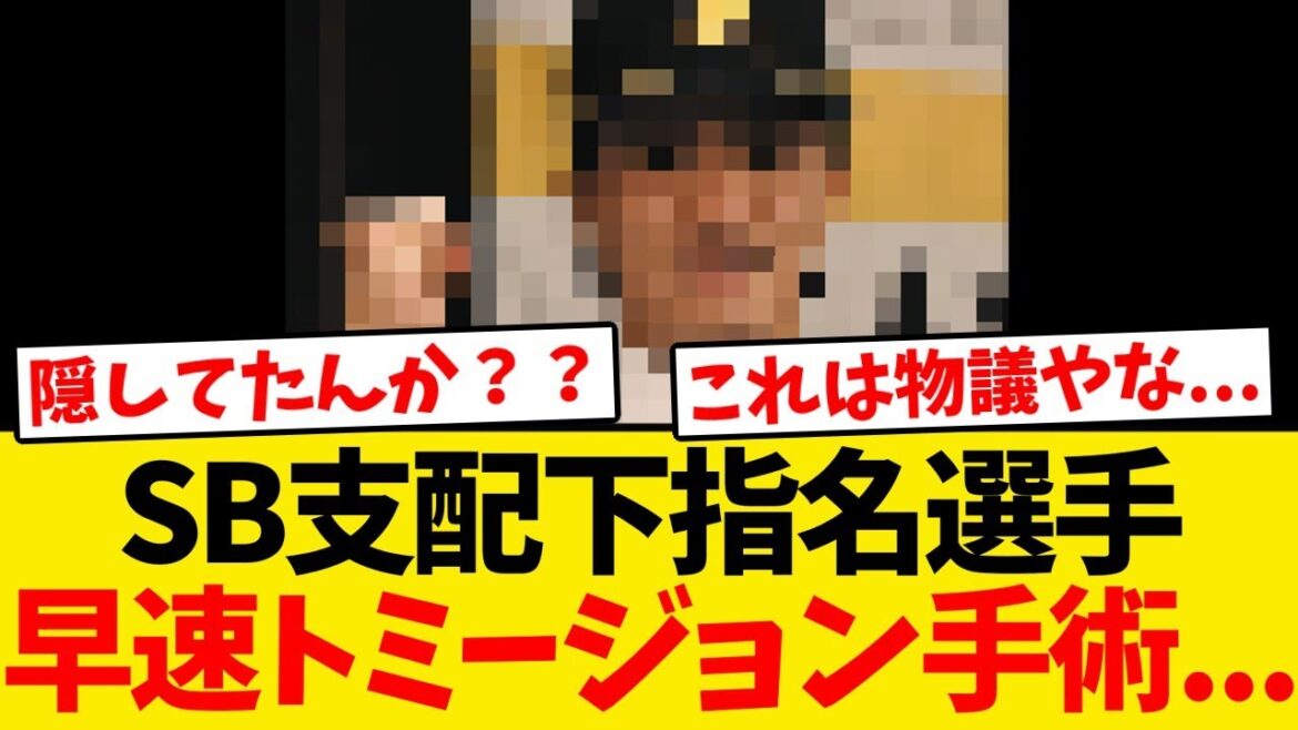【悲報】ソフトバンク支配下指名選手、早速トミージョン手術...