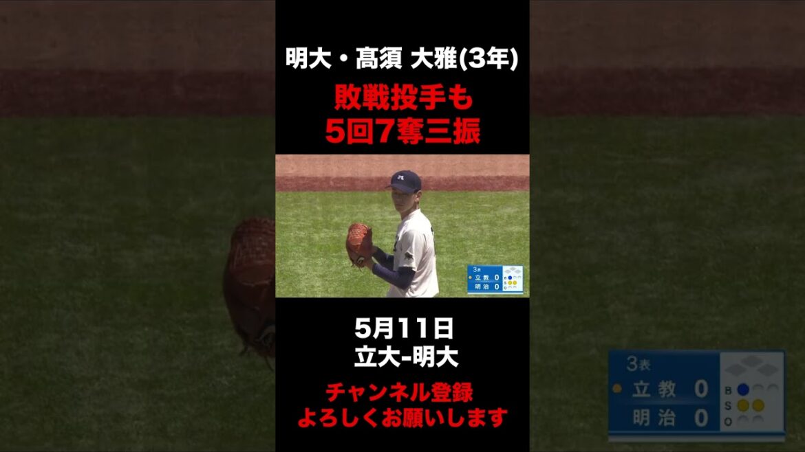 【敗戦投手も5回7奪三振】明大・髙須大雅 5月11日 立大-明大#東京六大学野球