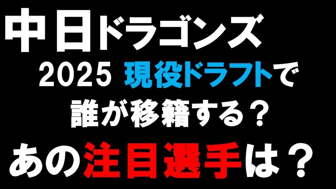 【現役ドラフト】2025年の中日ドラゴンズの現役ドラフトを考察! 誰が移籍するのか、あの注目選手は…!? #中日ドラゴンズ#現役ドラフト 【現役ドラフト】2025年の中日ドラゴンズの現役ドラフトを考察! 誰が移籍するのか、あの注目選手は…!? #中日ドラゴンズ#現役ドラフト