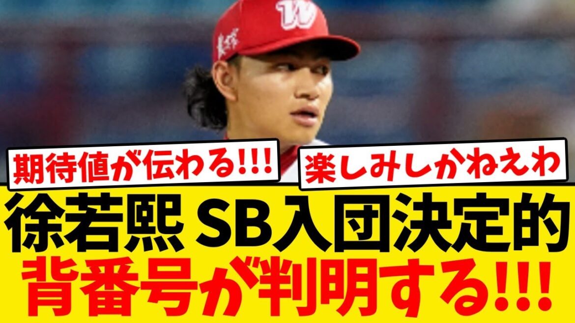 【朗報】徐若熙、ソフトバンク入団決定的＆背番号が判明する!!!