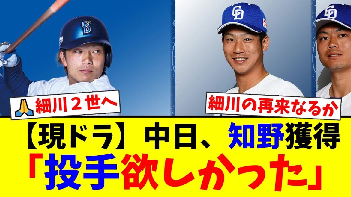 【現役ドラフト】中日がDeNAから知野直人を獲得！ファンからは「細川成也の再来」を期待する声と「本当は投手が…」という本音が交錯する事態に【プロ野球ファンの反応】