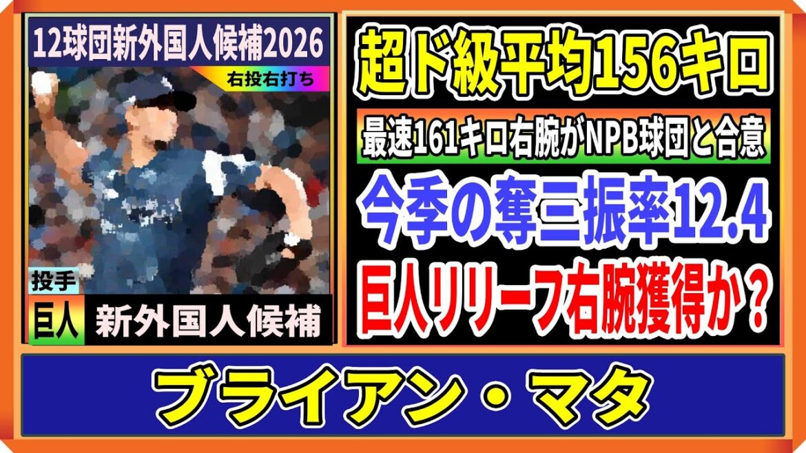 巨人が新外国!最速161キロ右腕ブライアン・マタ投手を獲得か?全米記者がマタ投手のNPBとの契約合意を伝える中、マタが巨人関係者のSNSをフォロー 巨人が新外国!最速161キロ右腕ブライアン・マタ投手を獲得か?全米記者がマタ投手のNPBとの契約合意を伝える中、マタが巨人関係者のSNSをフォロー