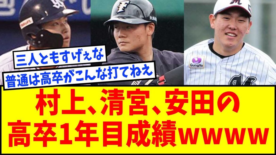【こんな高卒新人出てきたらウキウキもんやわ】村上宗隆、清宮幸太郎、安田尚憲の高卒1年目二軍成績ｗｗｗｗｗｗ【なんJ反応】【ネットの反応】