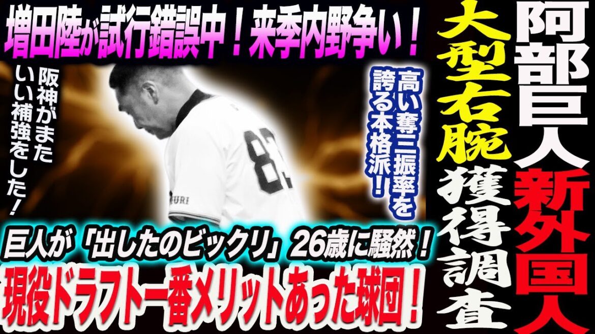 阿部巨人に新たな大型右腕マタ獲得へ！高い奪三振率を誇る本格派！増田陸が試行錯誤中！来季内野争い！現役ドラフト勝ち組球団は！菊池放出に騒然！読売巨人軍 ジャイアンツ 巨人 GIANTS 阿部監督