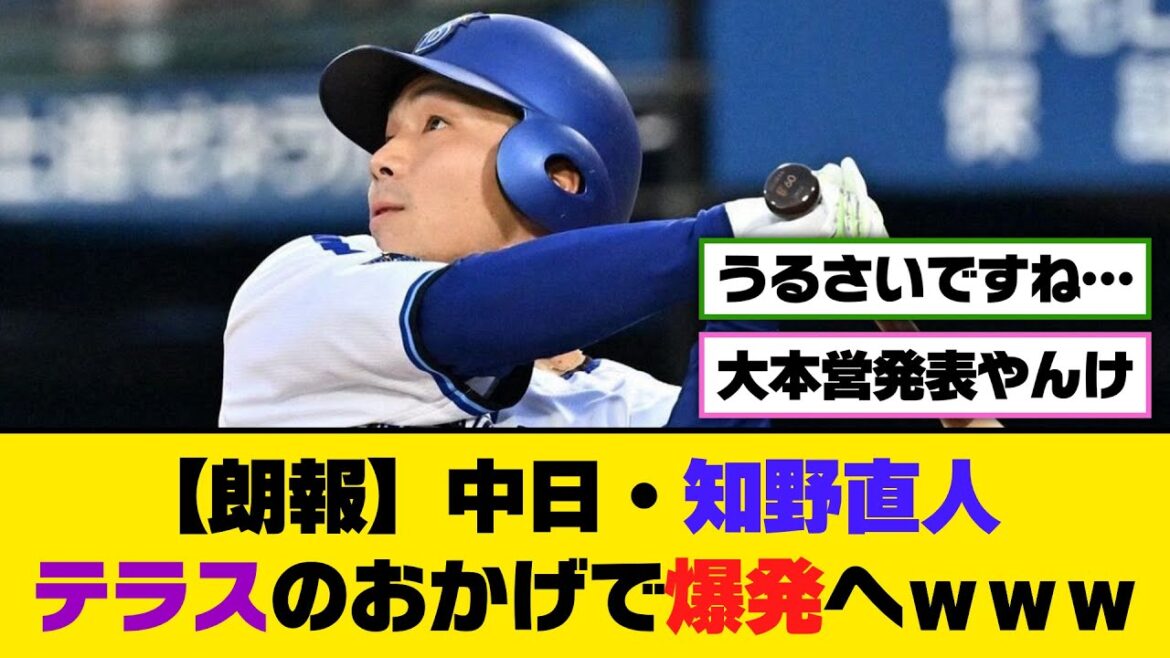 【朗報】中日・知野直人、テラスのおかげで爆発へｗｗｗ【5ch/2ch】【なんj/なんg】【反応集】