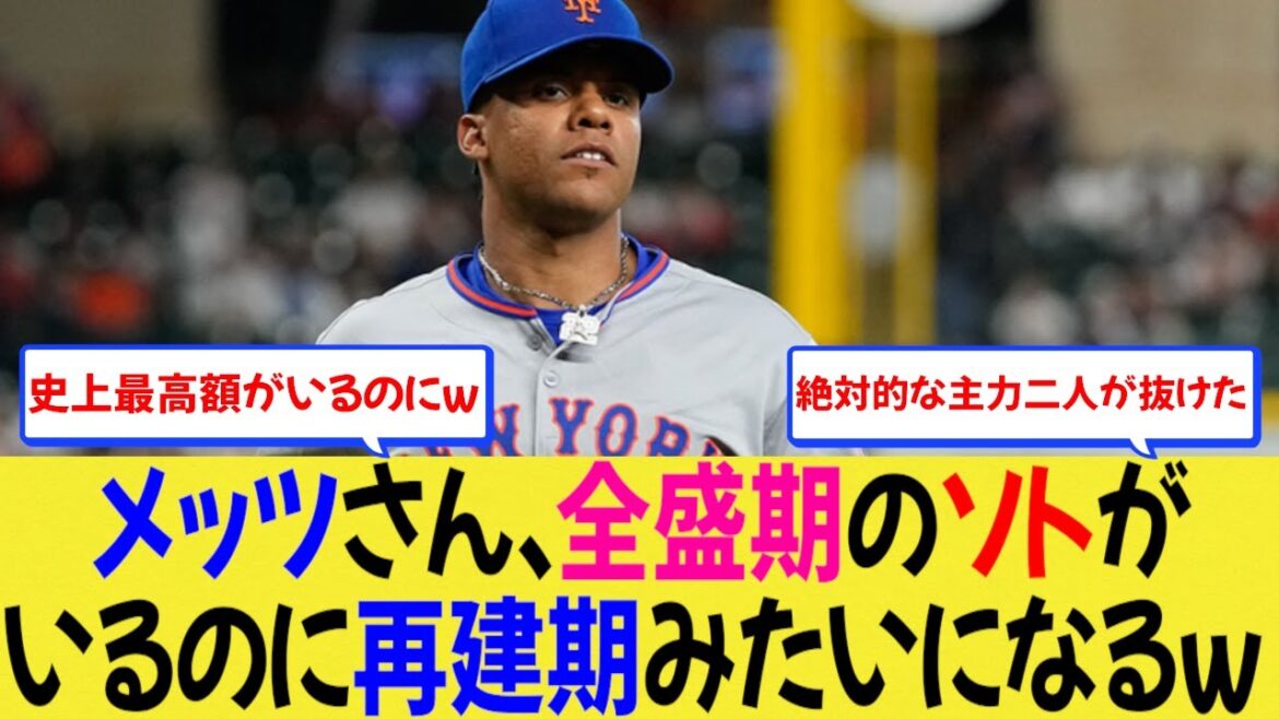 【海外の反応】メッツさん、全盛期のソトがいるのに再建期みたいになるw【MLB】【なんjプロ野球】 【海外の反応】メッツさん、全盛期のソトがいるのに再建期みたいになるw【MLB】【なんjプロ野球】