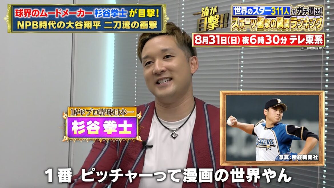球界のムードメーカー 杉谷拳士が目撃！大谷翔平 日ハム時代の伝説！｜スポーツ衝撃の瞬間ランキング【テレ東 8月31日(日)夜6時30分】