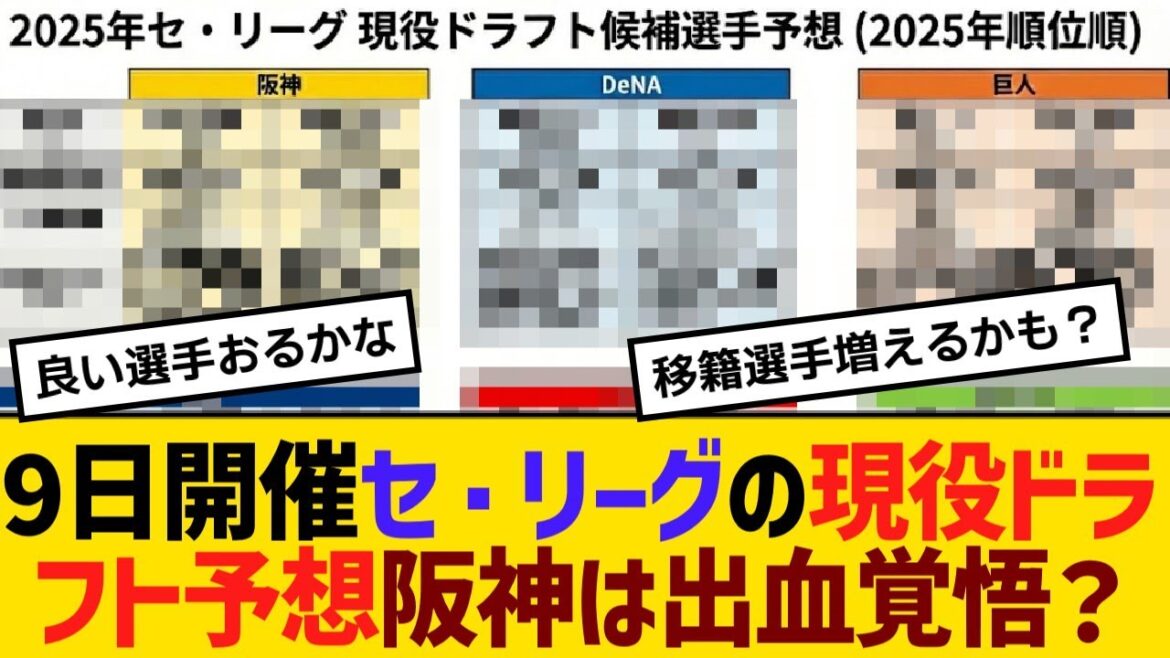 12月9日開催、セ・リーグの現役ドラフト予想!阪神は出血覚悟か?【野球】【反応】【考察】 12月9日開催、セ・リーグの現役ドラフト予想!阪神は出血覚悟か?【野球】【反応】【考察】