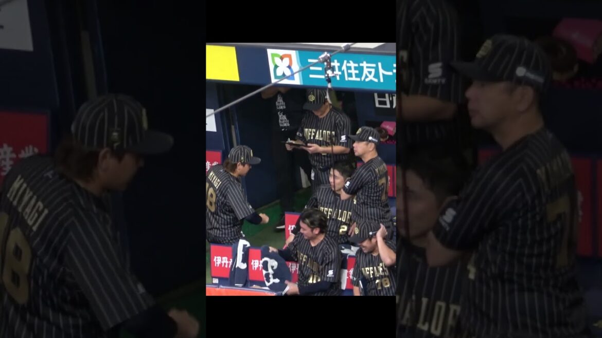 ベンチで若月と確認し合う宮城 #オリックスバファローズ #宮城大弥 #若月健矢