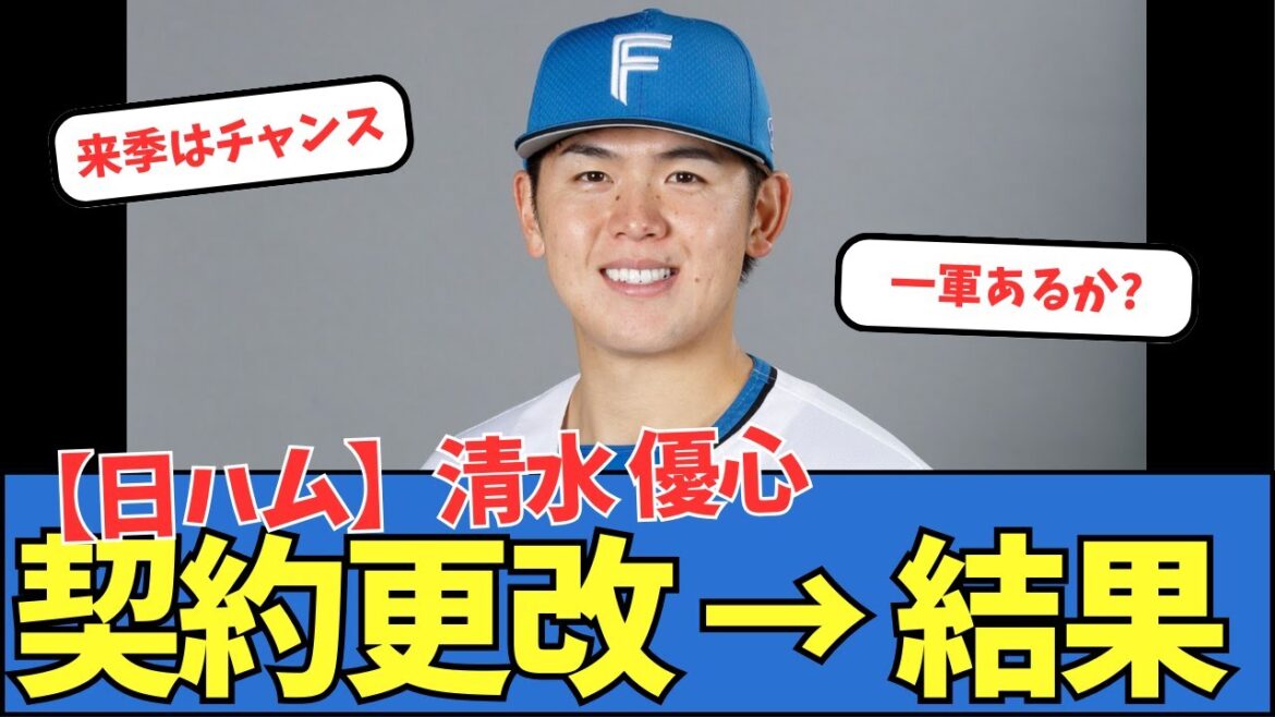 【日ハム】清水優心、契約更改 → 結果 【日ハム】清水優心、契約更改 → 結果
