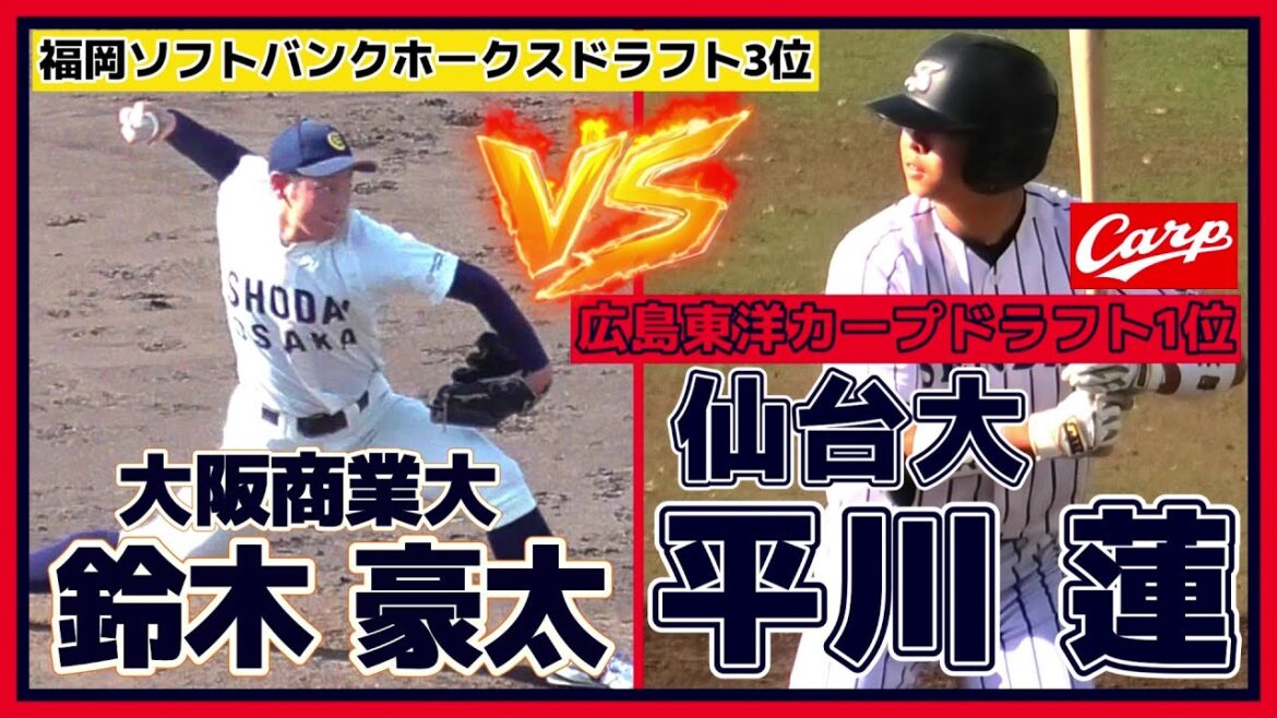 【2025広島東洋カープドラフト1位/実戦打撃シーン(球速表示あり)≫三拍子揃った外野手!2025福岡SBHドラフト3位・大商大・鈴木 豪太と対戦】仙台大・平川 蓮(札幌国際情報高) 【2025広島東洋カープドラフト1位/実戦打撃シーン(球速表示あり)≫三拍子揃った外野手!2025福岡SBHドラフト3位・大商大・鈴木 豪太と対戦】仙台大・平川 蓮(札幌国際情報高)
