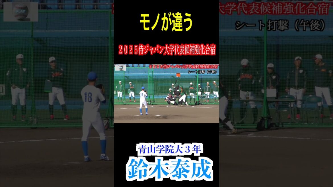 【２０２６ドラフト１位候補】鈴木泰成（東海大菅生／青山学院大３年）の投球！シート打撃（午後）【２０２５侍ジャパン大學代表候補強化合宿】