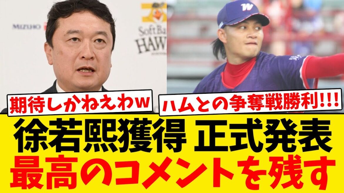 【朗報】 ソフトバンク、徐若熙獲得を正式発表!徐から最高のコメントが届く! 【朗報】 ソフトバンク、徐若熙獲得を正式発表!徐から最高のコメントが届く!