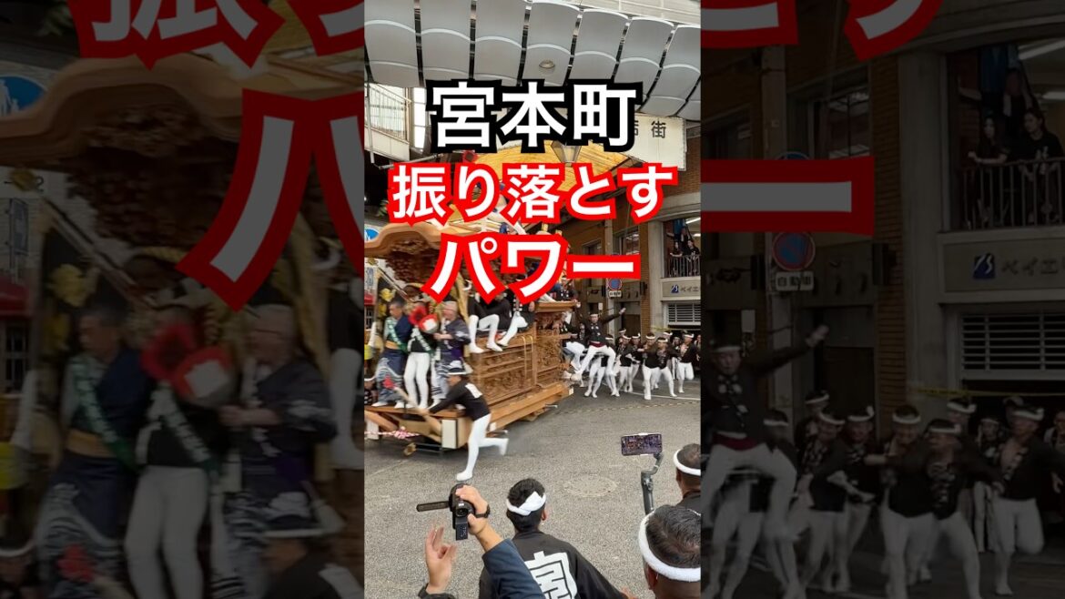 岸和田だんじり祭 宮本町商店街のやりまわしは人が振り落とされる程のパワーがある #danjiri