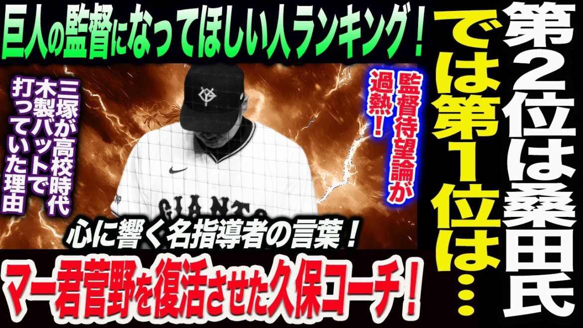 第２位は桑田氏！では第１位は…巨人の監督になってほしい人ランキング！田中将大や菅野を復活させた久保コーチの心に響く名指導者の言葉！読売巨人軍 ジャイアンツ 巨人 GIANTS 阿部監督