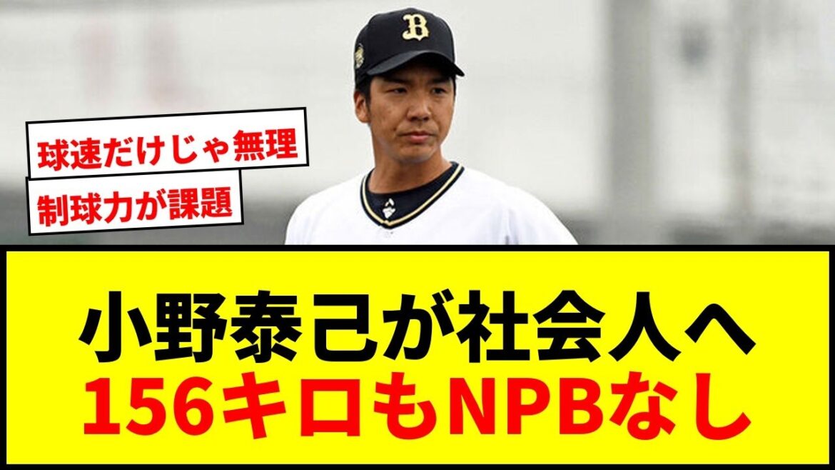 【衝撃】NPB戦力外の小野泰己が社会人野球YBSホールディングスに加入！156キロ計測もNPBオファーなしの決断にファン激励