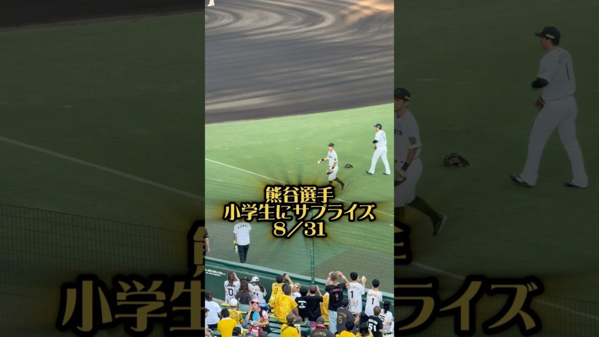 阪神・熊谷選手が小学生にー。ウォームアップの時間がずれたことで実現しました。25/8/31 #阪神 #阪神タイガース #阪神ファン #甲子園 #野球 #熊谷敬宥 #野球少年 #プロ野球