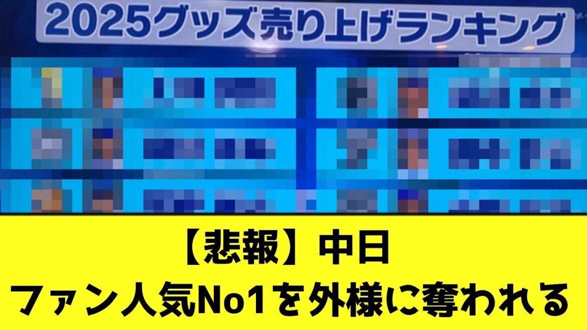 【悲報】中日、  ファン人気No1を外様に奪われるwwwwwwww【なんJ反応】