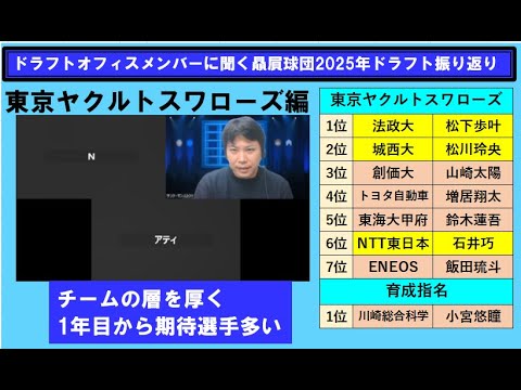 ドラフトオフィスメンバーに聞く!贔屓球団2025年ドラフト指名振り返り【東京ヤクルトスワローズ編】 ドラフトオフィスメンバーに聞く!贔屓球団2025年ドラフト指名振り返り【東京ヤクルトスワローズ編】