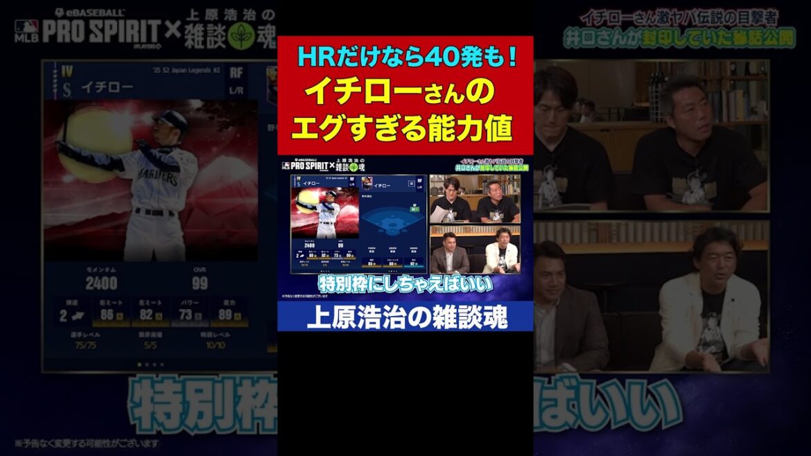 「KONAMI忖度してる！でも…」上原浩治・齋藤隆・井口資仁が勝手に査定するイチローさんのメジャスピ能力値【上原浩治の雑談魂 公式切り抜き】  #Shorts