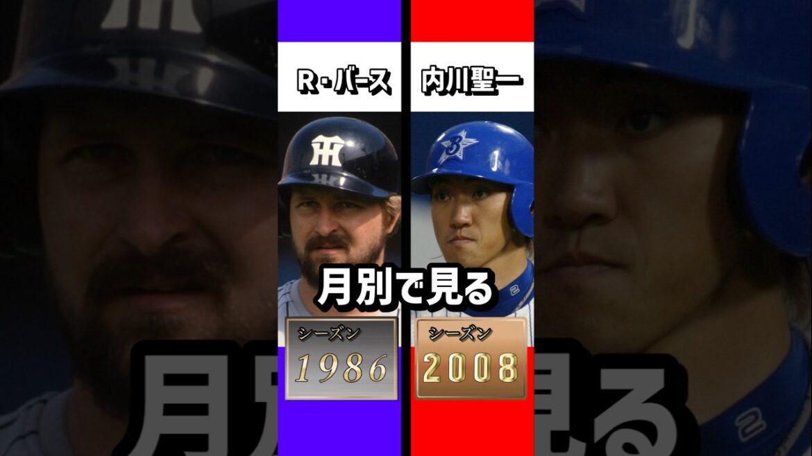 【左右最高打率】月別で見る1986年ランディ・バース・2008年内川聖一#内川聖一 #バース#首位打者