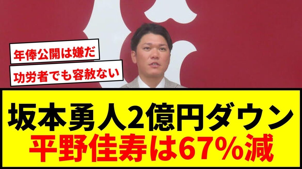 【衝撃】巨人坂本勇人が2億円ダウン！オリックス平野佳寿は67%減で球界騒然wwww