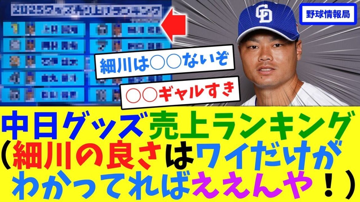 中日グッズ売上ランキング(細川の良さは、ワイだけがわかってればええんや!)【ネット情報局】 中日グッズ売上ランキング(細川の良さは、ワイだけがわかってればええんや!)【ネット情報局】