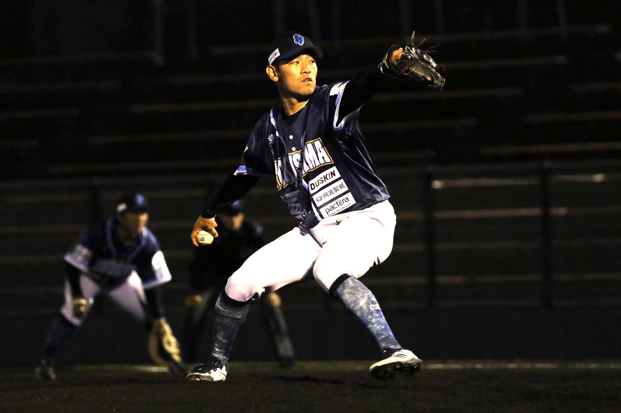 徳島インディゴソックス時代の吉村さん。大学院生として独立リーグの世界に身を置いた（写真提供　佐藤友美）