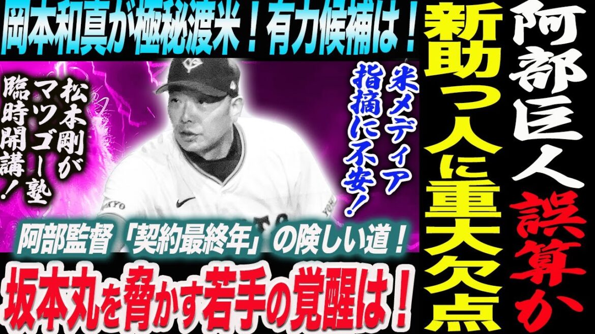 阿部巨人誤算か！新助っ人に重大な欠点が発覚！阿部監督「契約最終年」の険しい道！坂本＆丸を脅かす若手の覚醒はあるのか！岡本が極秘渡米！有力候補は！読売巨人軍 ジャイアンツ 巨人 GIANTS 阿部監督