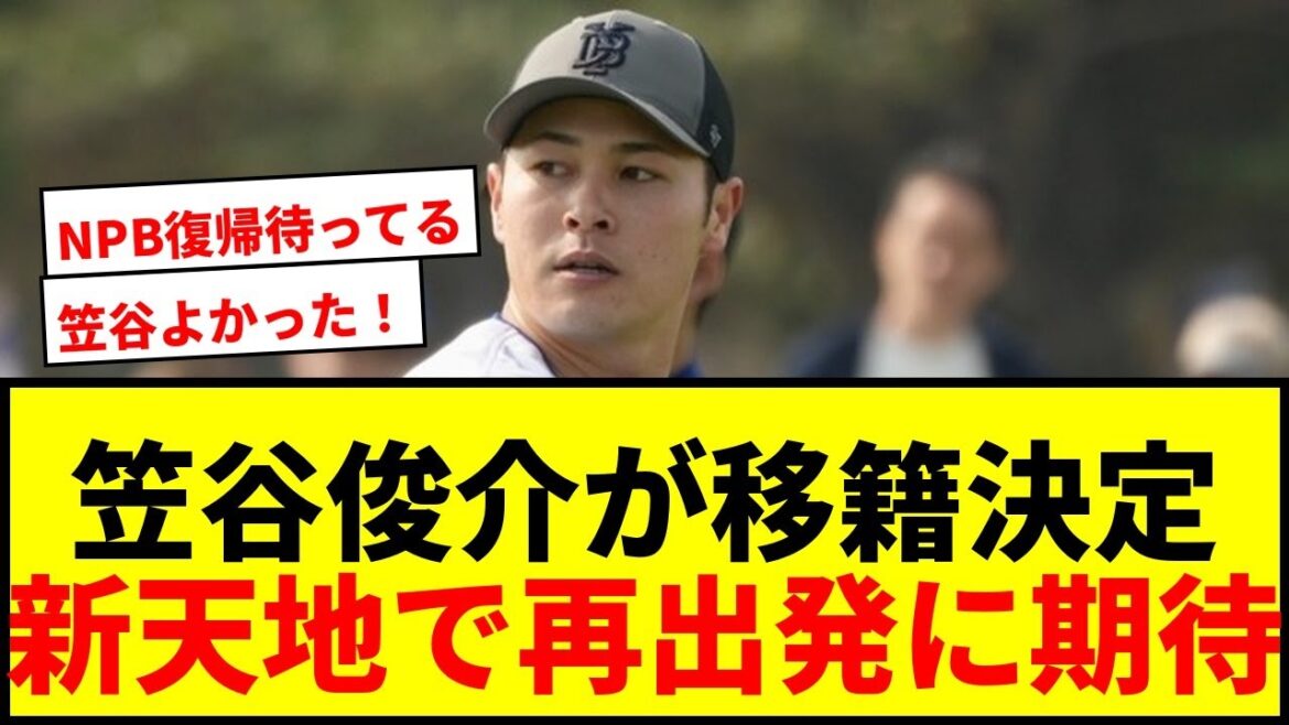 【速報】笠谷俊介、戦力外から3ヶ月で新天地決定!大分B-リングス入団にファン「よかった」 【速報】笠谷俊介、戦力外から3ヶ月で新天地決定!大分B-リングス入団にファン「よかった」