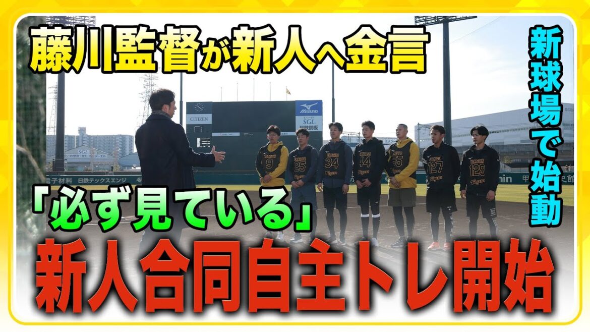 Hanshin-Tigers: 【新人合同自主トレ】新人7選手が自主トレを開始しました!藤川監督の訓示には真剣な表情! 【新人合同自主トレ】新人7選手が自主トレを開始しました!藤川監督の訓示には真剣な表情!