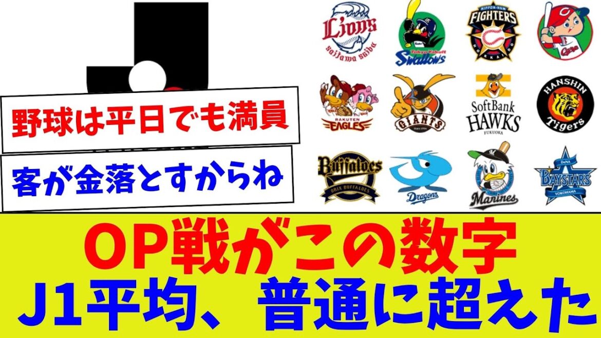 【これが野球とサッカーの差やで！】OP戦がこの数字J1平均、普通に超えた【野球情報】【2ch 5ch】【なんJ なんG反応】【野球スレ】