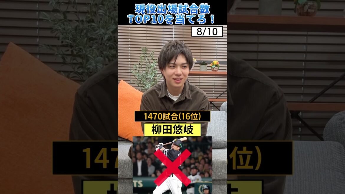 現役出場試合数TOP10を当てろ！ #プロ野球 #野球 #栗山巧 #坂本勇人 #中村剛也