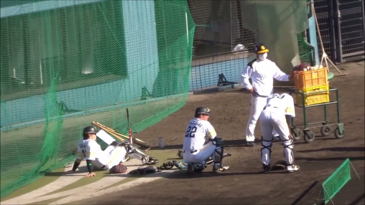 谷川原健太、渡邉陸、牧原巧汰捕手のキャンプでのトレーニング