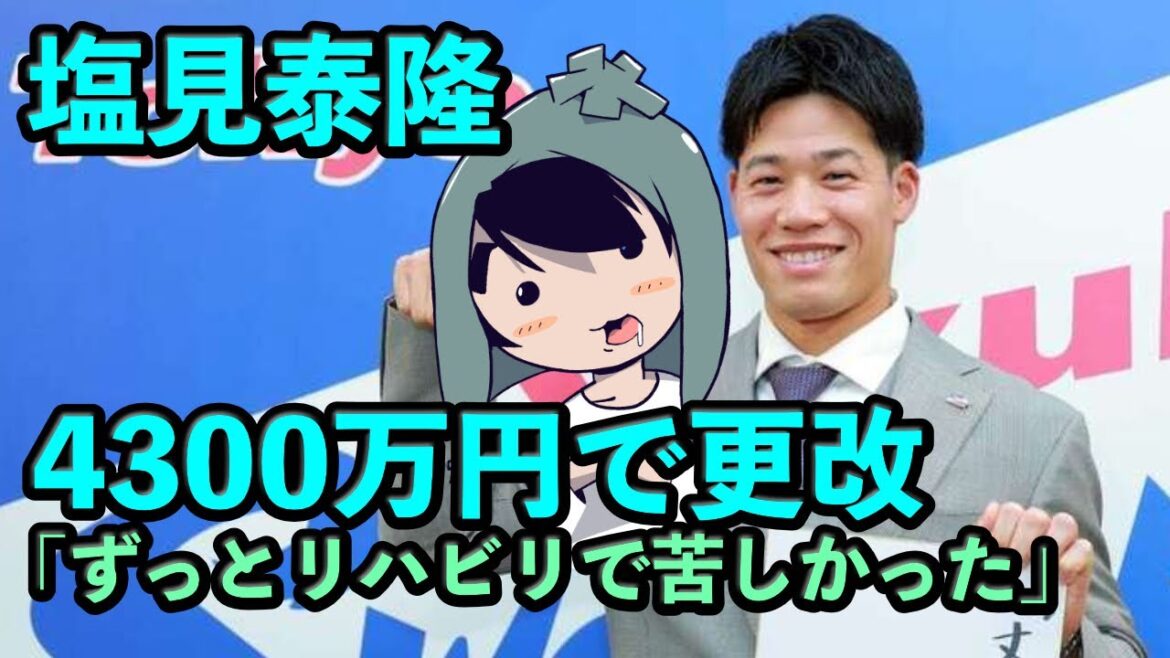 塩見泰隆、1400万円減の4300万円で更改　「ずっとリハビリで苦しかった」