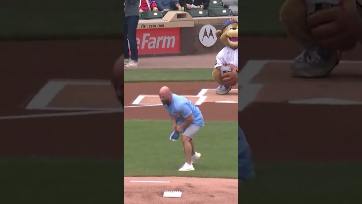Joey Swoll throws out the first pitch and does a backflip 😳 #backflip #pitch #MLB #cubs Joey Swoll throws out the first pitch and does a backflip 😳 #backflip #pitch #MLB #cubs