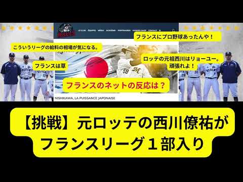 【挑戦】「元ロッテ」の西川がフランスリーグ1部入り 【挑戦】「元ロッテ」の西川がフランスリーグ1部入り