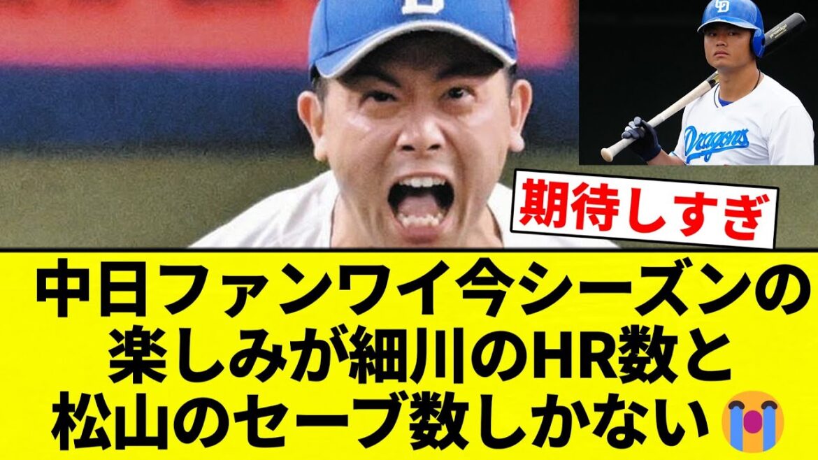 【王者中日や！】中日ファンワイ今シーズンの楽しみが細川のHR数と松山のセーブ数しかない😭【プロ野球反応集】【2chスレ】【なんG】