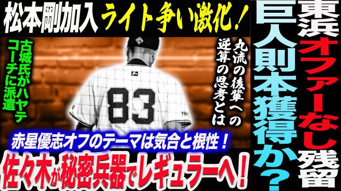 東浜オファーなし残留へ！阿部巨人は則本獲得か！松本剛加入でライト争い激化！佐々木が秘密兵器でレギュラーへ！赤星優志オフのテーマは気合と根性！読売巨人軍 ジャイアンツ 巨人 GIANTS 阿部監督