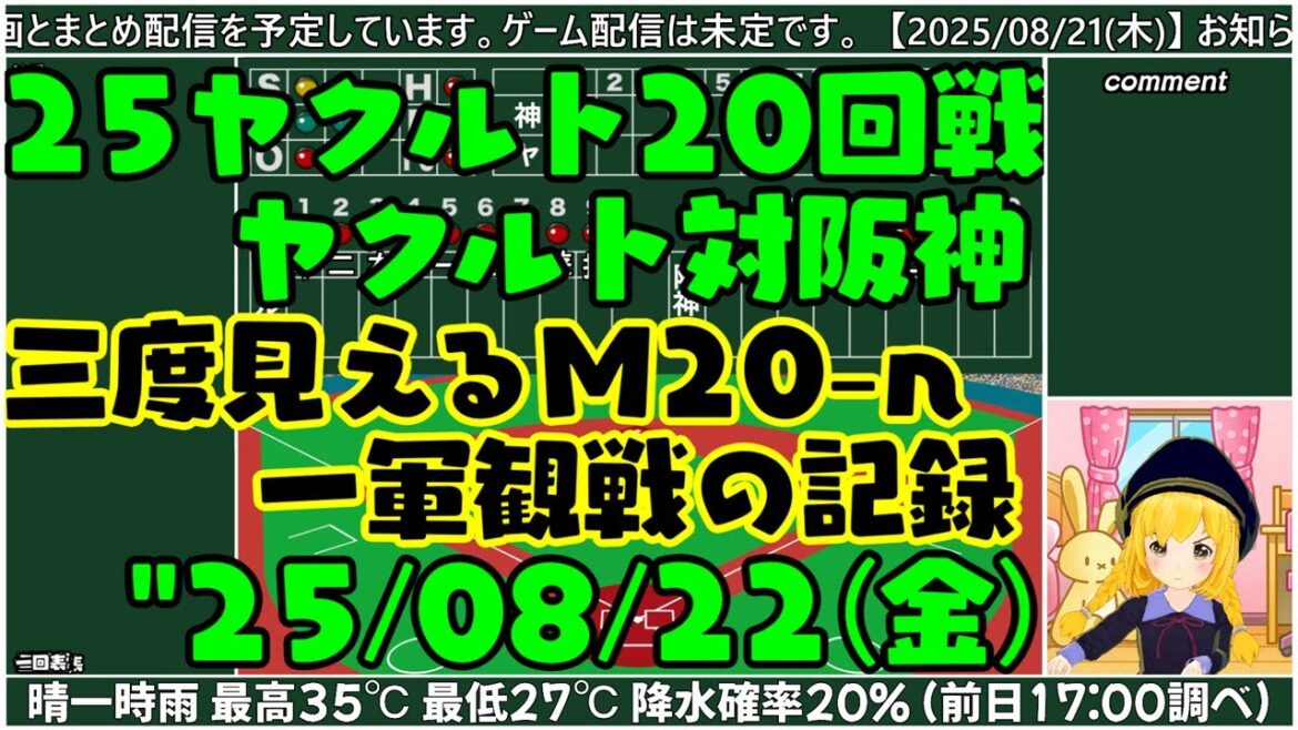 【対ヤクルト二十回戦】"25/08/22(金) ヤクルト対阪神 三度相見える週末M20【まいちゃん野球観戦録】