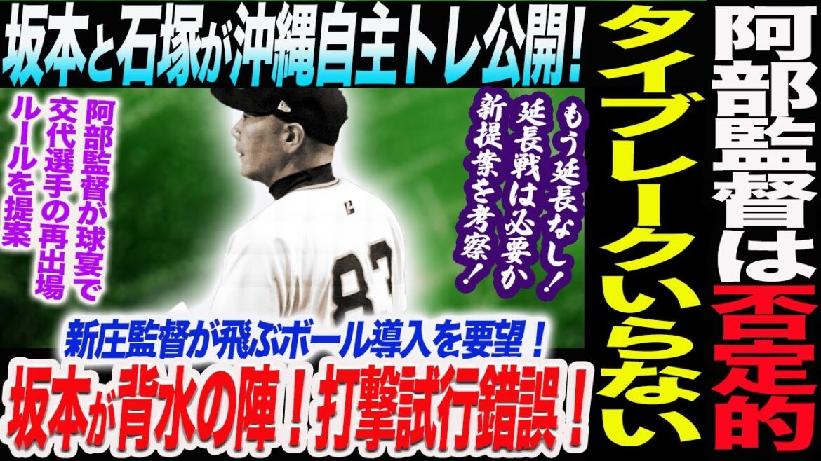 阿部監督はタイブレーク否定的！もう延長なし！延長戦は必要か新提案を考察！坂本と石塚が沖縄自主トレ公開！坂本が背水の陣！打撃試行錯誤！読売巨人軍 ジャイアンツ 巨人 GIANTS 阿部監督