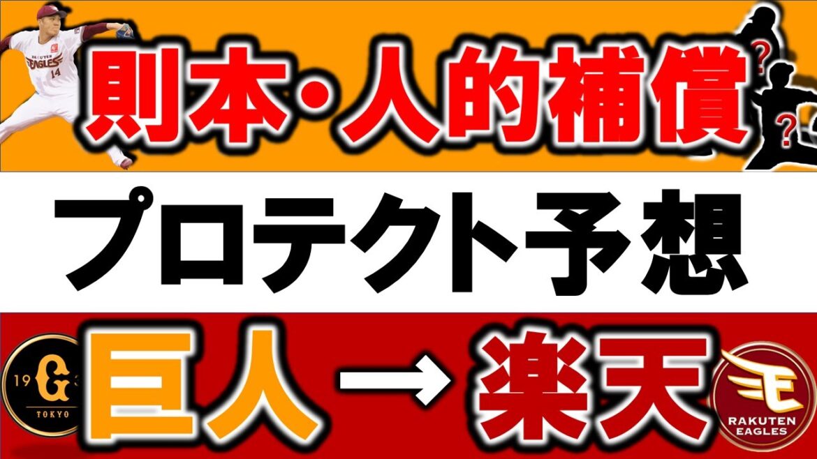 【巨人プロテクト予想】楽天『則本昂大』投手がＦＡ移籍することで発生する人的補償のプロテクトを複数パターンざっくり予想！漏れる可能性のある選手は誰に！？