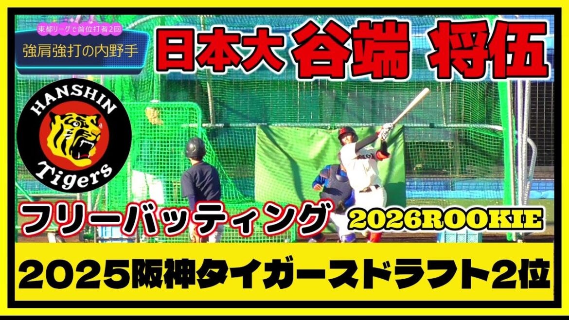 【≪2026ルーキー/2025阪神タイガースドラフト2位/フリーバッティング≫開幕一軍を狙う！戦国東都で2季連続首位打者&ベスト9に4度輝いた好守・強打の内野手！】日本大・谷端 将伍(星稜高)
