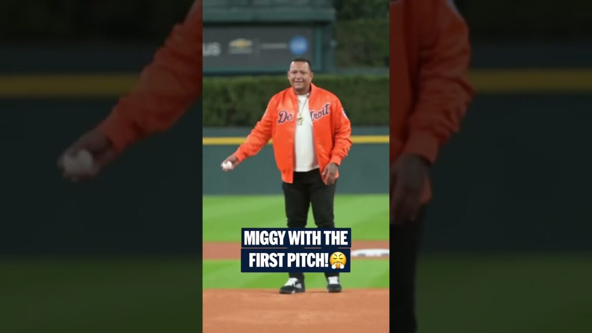 Miguel Cabrera tossed out the first pitch before Game 3 of the ALDS 🔥