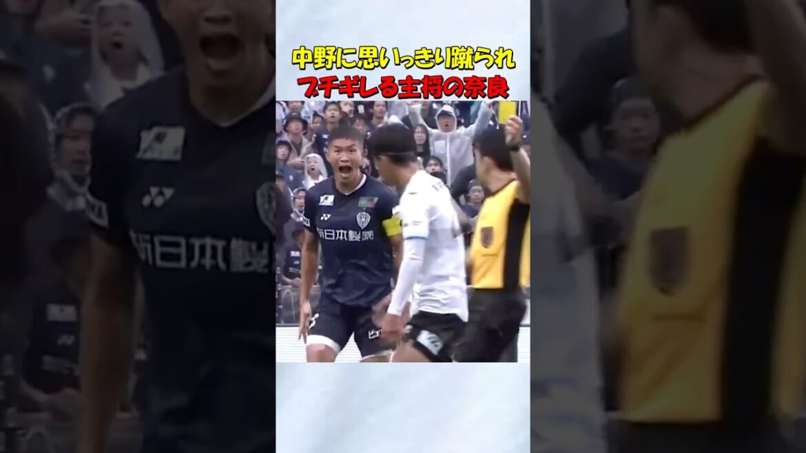 中野伸哉に蹴られブチギレる奈良竜樹 #shorts #サッカー #アビスパ福岡 #湘南ベルマーレ