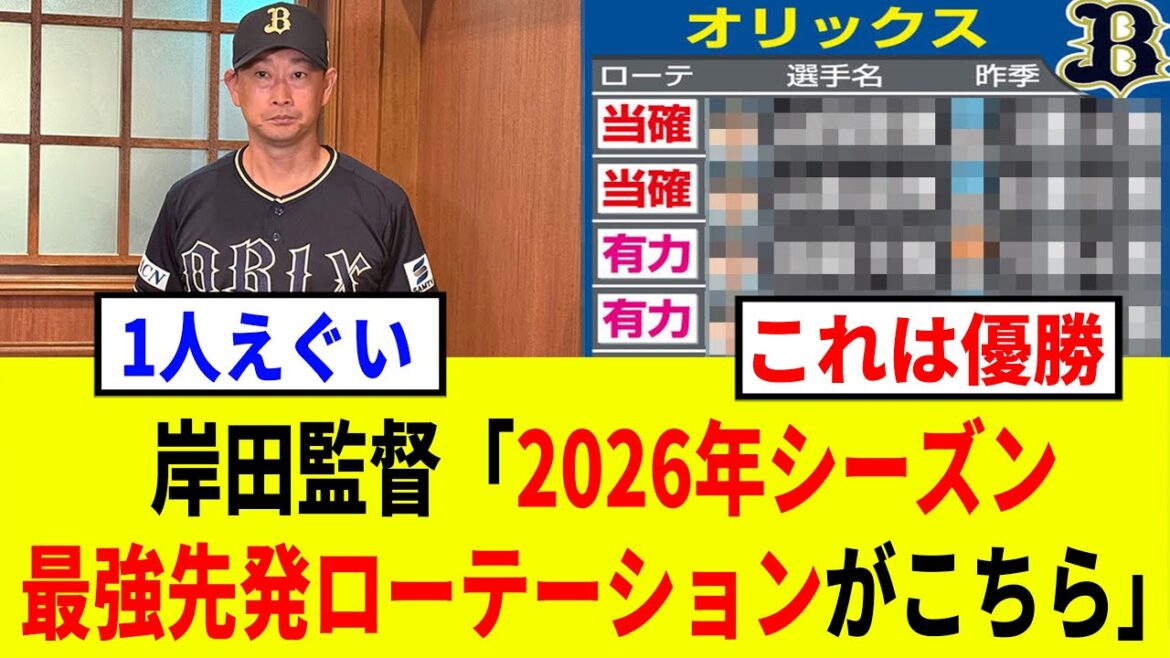 【2026オリックス】バファローズの2026年先発ローテーション予想がチート級で強すぎる
