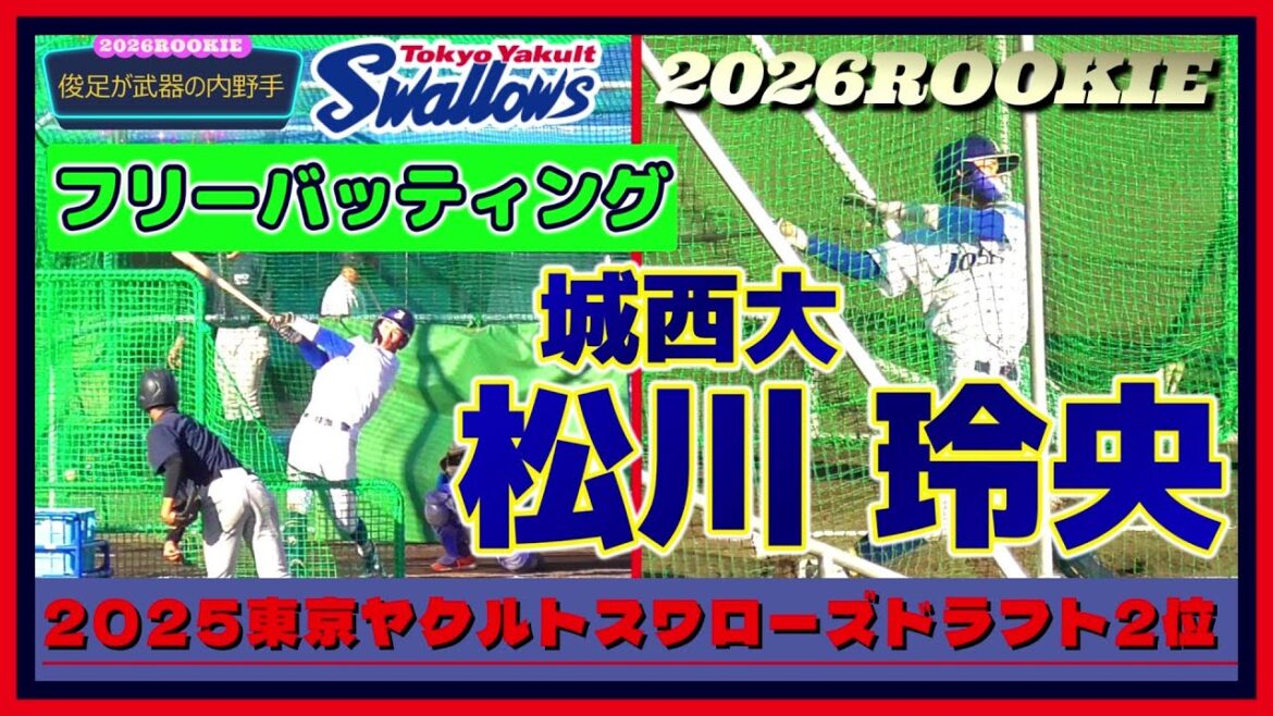 【≪2026ルーキー/2025東京ヤクルトスワローズドラフト2位/フリーバッティング≫俊足が魅力の三拍子揃った大型遊撃手!/侍ジャパン大学代表候補選手強化合宿】城西大・松川 玲央(オール岡山→関西高) 【≪2026ルーキー/2025東京ヤクルトスワローズドラフト2位/フリーバッティング≫俊足が魅力の三拍子揃った大型遊撃手!/侍ジャパン大学代表候補選手強化合宿】城西大・松川 玲央(オール岡山→関西高)